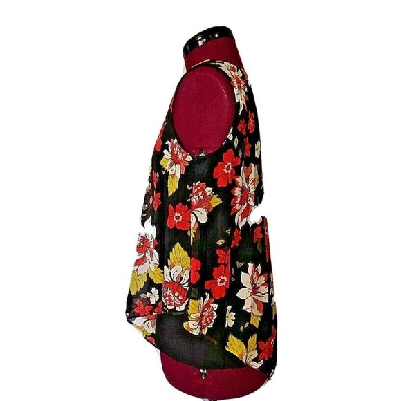 Alfani Top Size Petite Medium Sleeveless Asymmetrical V Neck Black Wispy… - Picture 3 of 9